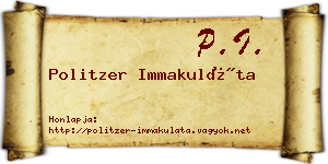 Politzer Immakuláta névjegykártya
